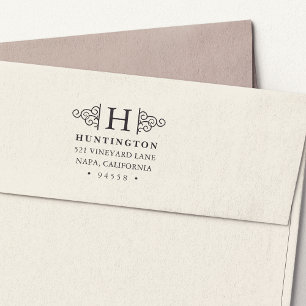 Auto Entintado Carimbo de Endereço de Retorno do Monograma