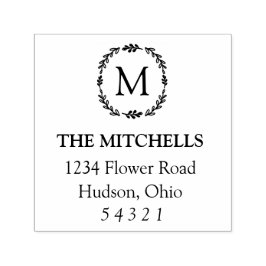 Auto Entintado Carimbo de Endereço Laurel Monographic