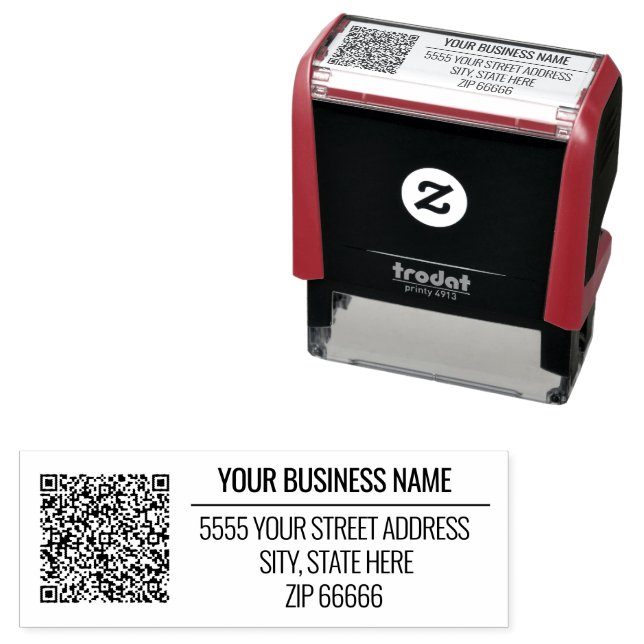 Auto Entintado Carimbo de Endereço Personalizado com Código QR (In Situ)