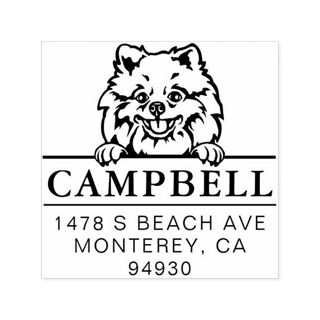 Auto Entintado Carimbo de Endereço Personalizado de Cachorro Pome (Design)