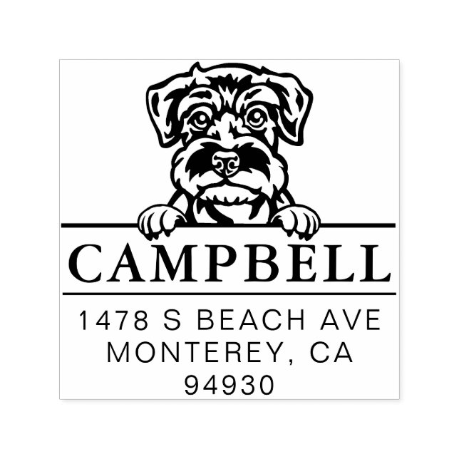 Auto Entintado Carimbo de Endereço Personalizado de Cão do Schnau (Design)