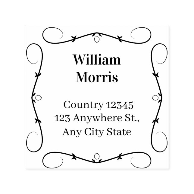 Auto Entintado Carimbo de Endereço Personalizado Quadrado Botânic (Design)