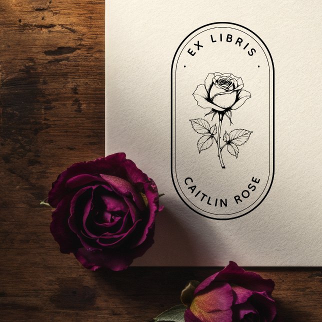 Auto Entintado Carimbo de Livro Automático Ex Libris Rosa Botânic (Criador carregado)