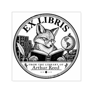 Auto Entintado Carimbo de Livro de Biblioteca Ex Libris de Raposa