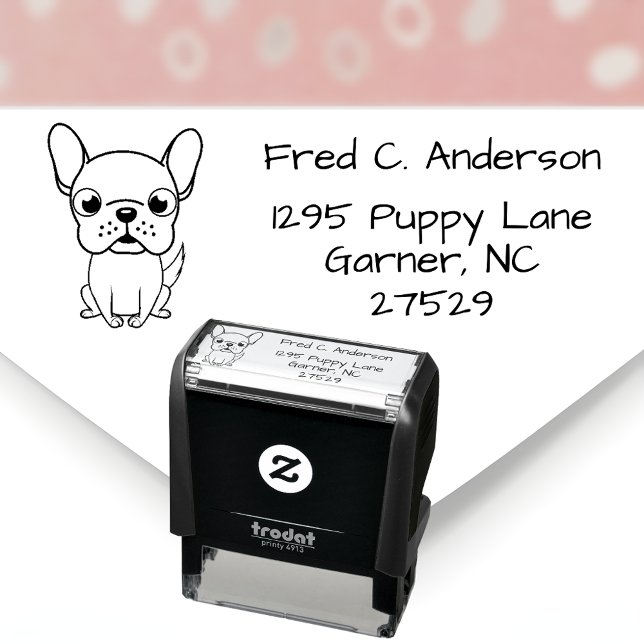 Auto Entintado Carimbo de Tinta de Endereço de Devolução para Ama (Cute Boston Terrier Return Address Stamp for Dog Lovers)