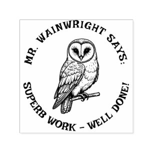 Auto Entintado Carimbo do Professor Personalizado Barn Owl - "Tra