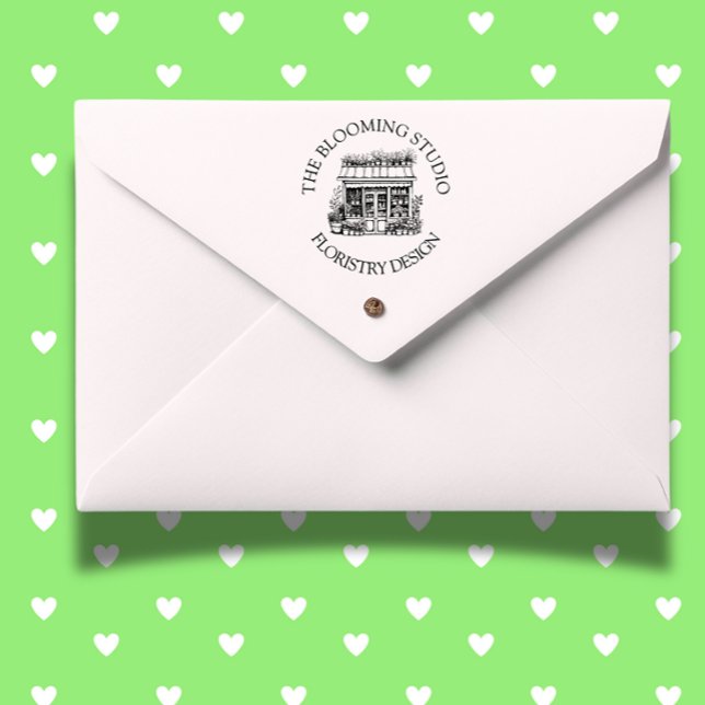 Auto Entintado Carimbo Florist Storefront Studio (Enhance your crafts with the Fresh Flowers Storefront theme rubber stamp)