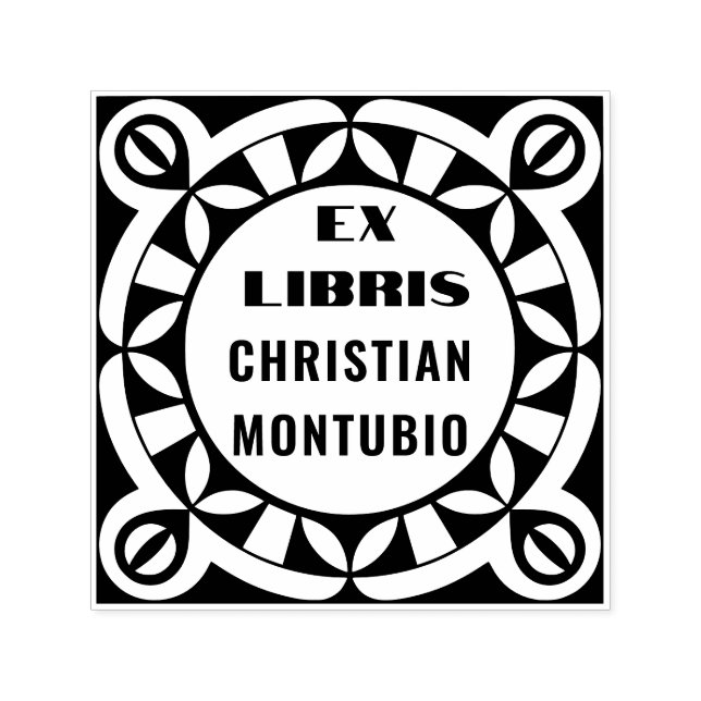 Auto Entintado Carimbo Geométrico de Livro Ex Libris - Auto-Tintá (Design)
