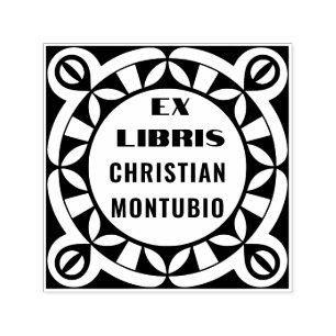 Auto Entintado Carimbo Geométrico de Livro Ex Libris - Automático