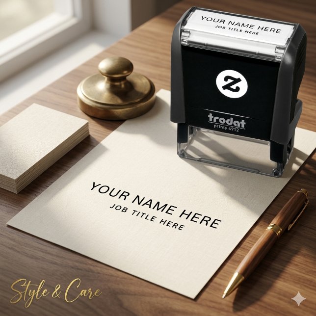 Auto Entintado Carimbo Personalizado Automático – Nome e Cargo (Custom Self-Inking Stamp – Name & Job Title)