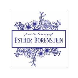 Auto Entintado Carimbo Personalizado de Nome com Flores