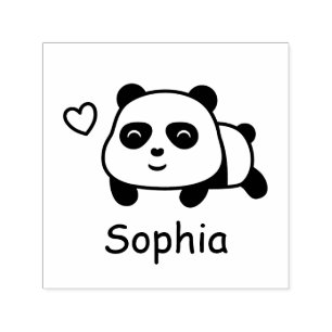 Auto Entintado Carimbo Personalizado de Panda Fofo com Nome