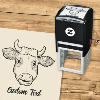 Auto Entintado Carimbo Surpreendido De Autocolante De Vaca