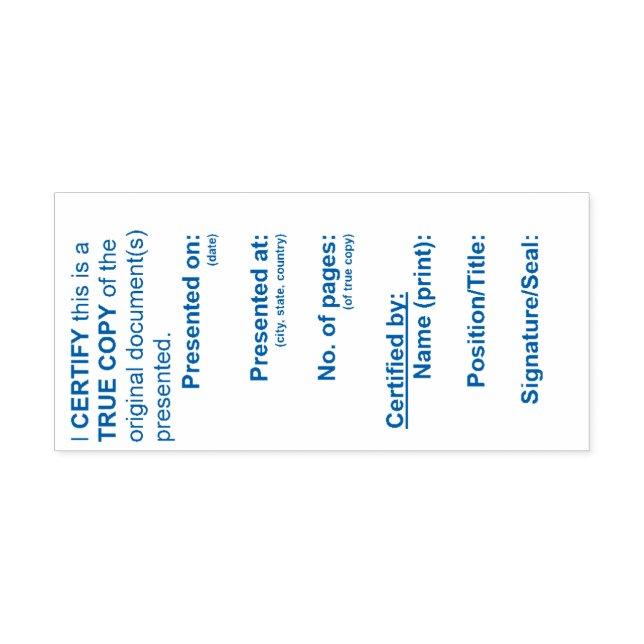 Auto Entintado Carimbo True Copy (advogado e notário) - 2,9" x 1, (Design)