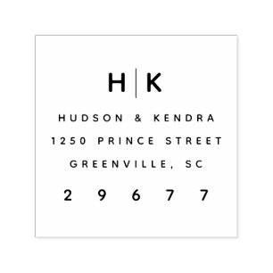 Auto Entintado casais modernos monogramam carimbo de endereço de