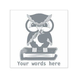Auto Entintado Cinza de coruja-escola adiciona palavras carimbo
