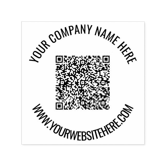 Auto Entintado Código QR e Carimbo de Redonda Personalizado de Te (Design)
