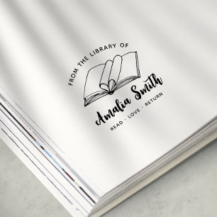 Auto Entintado Da Biblioteca De   Carimbo de Livro de Corações