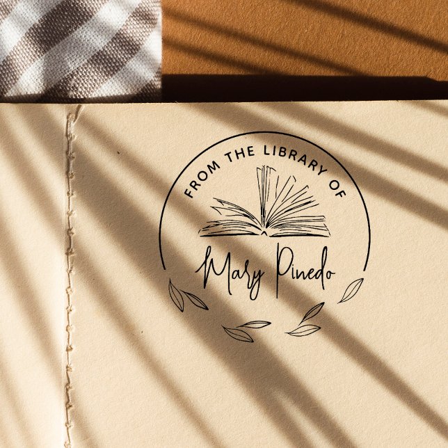 Auto Entintado Da Biblioteca de Carimbo de Livro de Ex-Libris Bot (Rubber Stamp Mock-up)