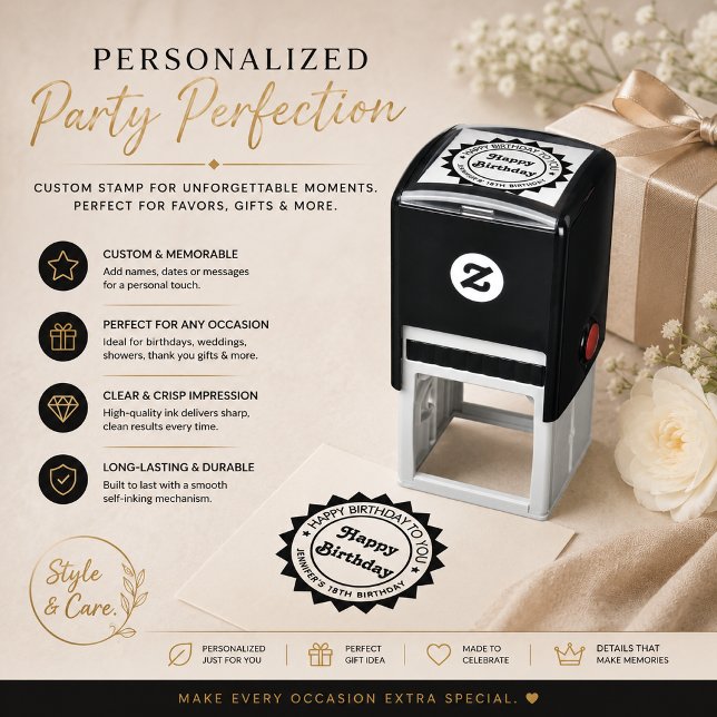 Auto Entintado Design de carimbo automático de aniversário Premiu (Elegant Premium Birthday Self Inking Stamp Design)