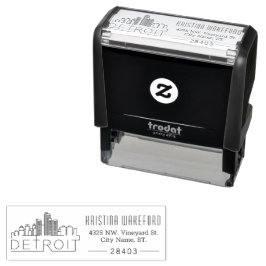 Auto Entintado Detroit City | Carimbo de autoimpressão de endereç