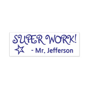 Auto Entintado Diversão "SUPER WORK!" + Carimbo de borracha do p
