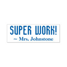 Diversão "SUPER WORK!" + Educador Nome Carimbo de 