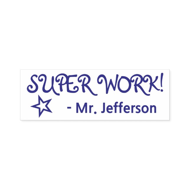 Auto Entintado Diversão "SUPER WORK!" + Nome do Professor Carimbo (Design)