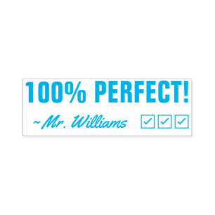 Auto Entintado Divertido "100% PERFEITO!" Carimbo de borracha de