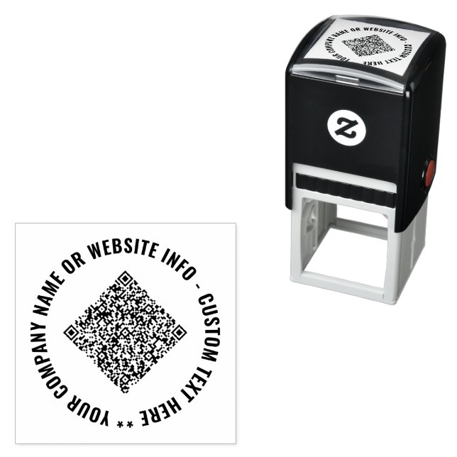 Auto Entintado Exemplo de Carimbo Redondo Código QR com Texto Per (In Situ)