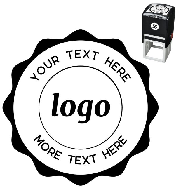 Auto Entintado Logotipo do Círculo com Texto Carimbo de Borracha  (Logo with custom text wavy frame business branding Self inking stamp)
