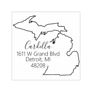 Auto Entintado MI  Carimbo de endereço do Estado de Michigan