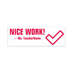 Auto Entintado "NICE WORK!" + Carimbo de Borracha de Nome de Tuto