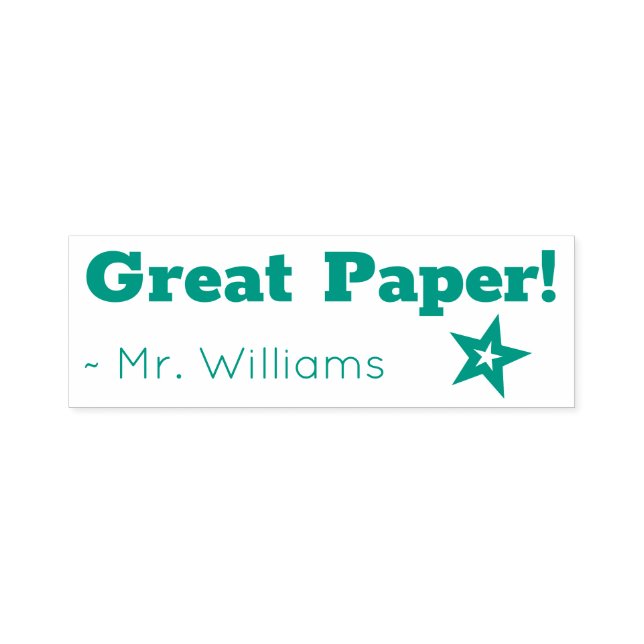 Auto Entintado "Papel Excelente!" + Nome do Professor Carimbo de  (Design)