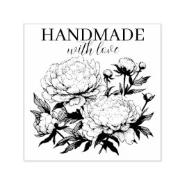 Auto Entintado Peônias de Carimbo de Borracha com Autocolante