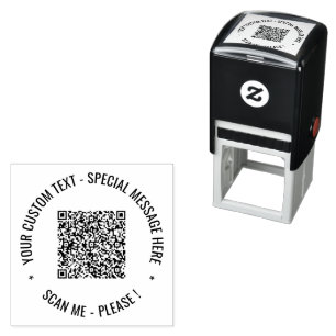 Auto Entintado Seu código QR e Modelo de carimbo de série de text