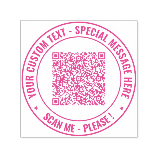 Auto Entintado Seu Modelo de Carimbo de Redonda de Código QR com  (Design)