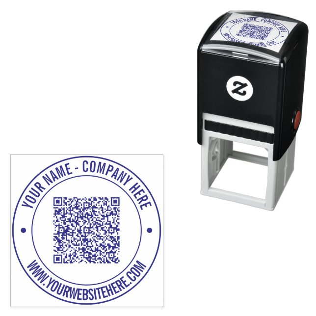 Auto Entintado Seu Texto Personalizado de Código QR Carimbo Redon (In Situ)