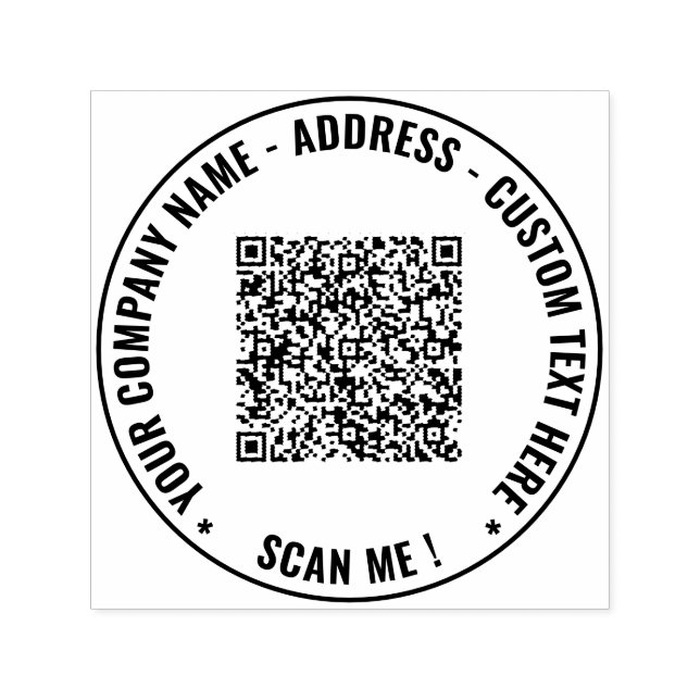 Auto Entintado Seu Texto Personalizado de Código QR Carimbo Redon (Design)