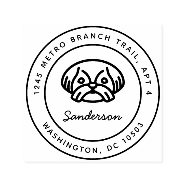 Auto Entintado Shih Tzu Dog Endereço de Devolução Carimbo (Design)