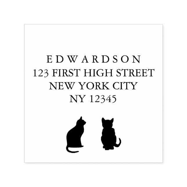 Auto Entintado Silhuettes de gato moderno Carimbo de Endereço de  (Design)