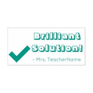Auto Entintado "Solução Brilhante!" + Nome do Professor Carimbo d