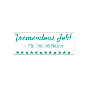 Auto Entintado "Trabalho Tremendo!" + Nome do Professor Carimbo d