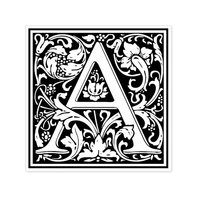 Auto Entintado William Morris - Letra A Carimbo Floral Vitoriano (Design)