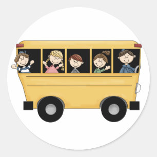 Auto escolar com etiquetas do miúdo & do motorist