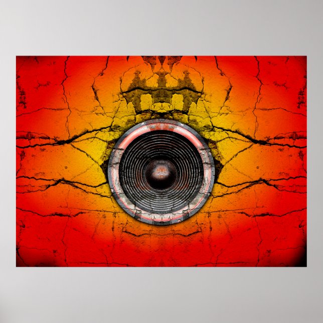 Auto-falante de música em um poster de parede rach (Frente)