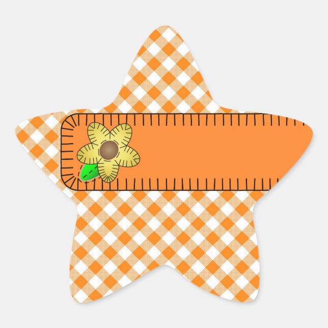 Autocolante amarelo Gingham com seringa (Frente)