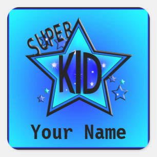 Autocolante Azul com Nome de Supercriança