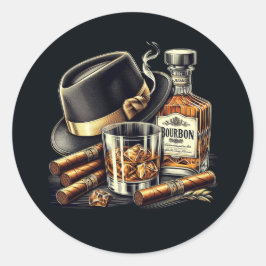 Autocolante clássico de charutos e Bourbon