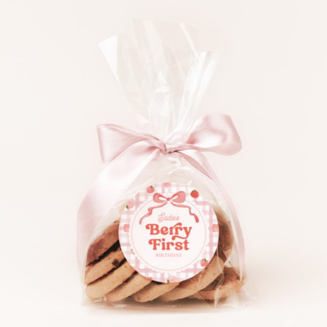 Autocolante com Berry Primeiro Redondo Personaliza (Criador carregado)